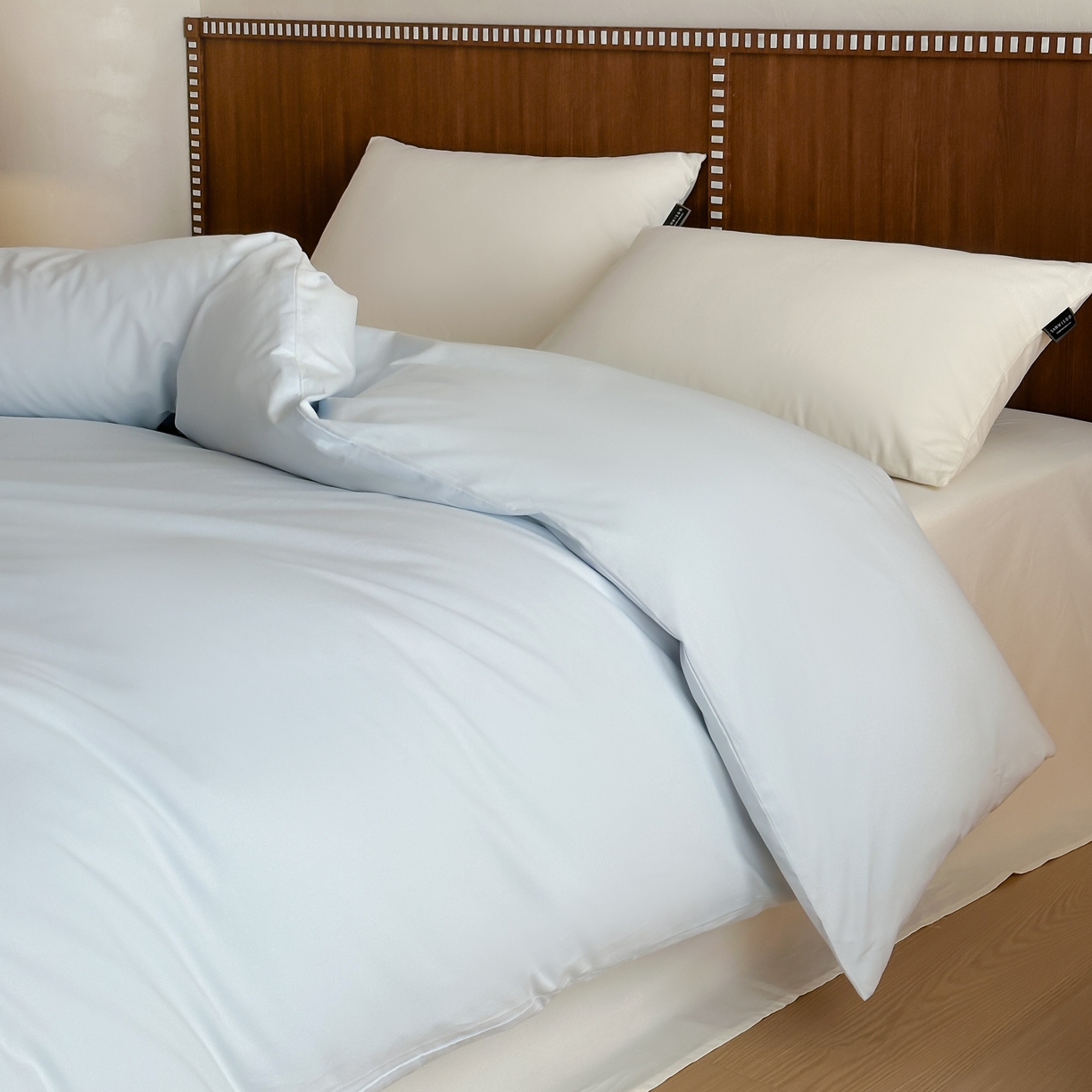 91家纺网 家纺一手货源 找家纺 三味舒屋 2025新款50支磨毛长绒棉纯棉纯色单被套被套单件-长期主义 晴天蓝