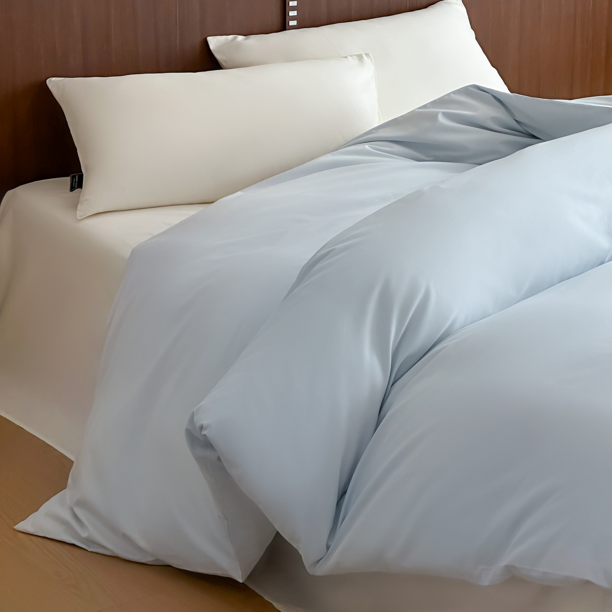 91家纺网 家纺一手货源 找家纺 三味舒屋 2025新款50支磨毛长绒棉纯棉纯色单被套被套单件-长期主义 晴天蓝