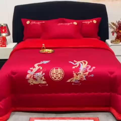 91家纺网 家纺一手货源 找家纺 （总）卓缦家纺 2025新款全棉纯棉豆豆婚庆被 被子被芯