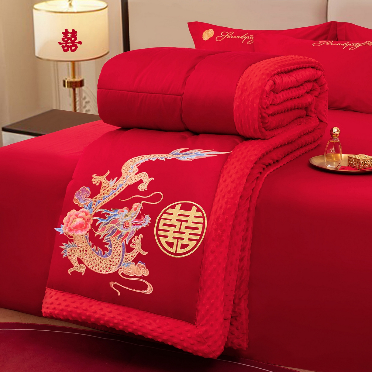 91家纺网 家纺一手货源 找家纺 （总）卓缦家纺 2025新款全棉纯棉豆豆婚庆被 被子被芯