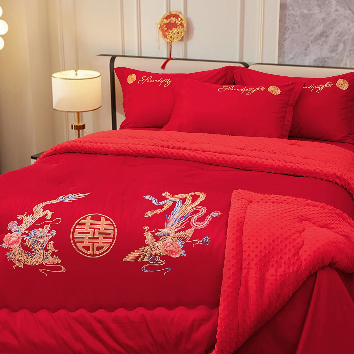 91家纺网 家纺一手货源 找家纺 （总）卓缦家纺 2025新款全棉纯棉豆豆婚庆被 被子被芯