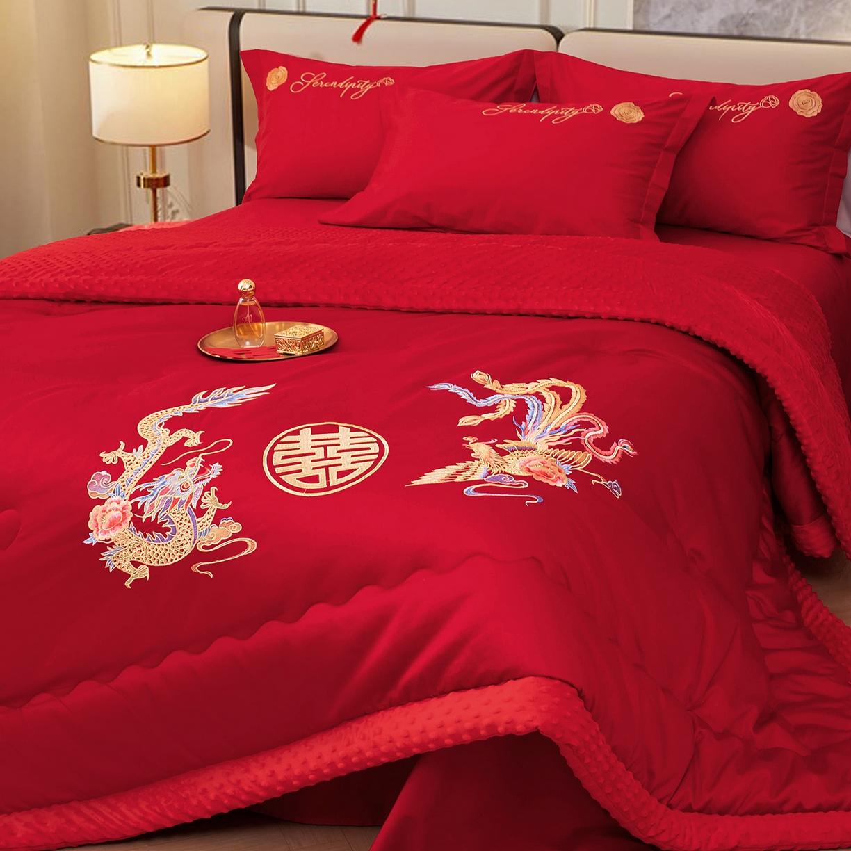 91家纺网 家纺一手货源 找家纺 （总）卓缦家纺 2025新款全棉纯棉豆豆婚庆被 被子被芯