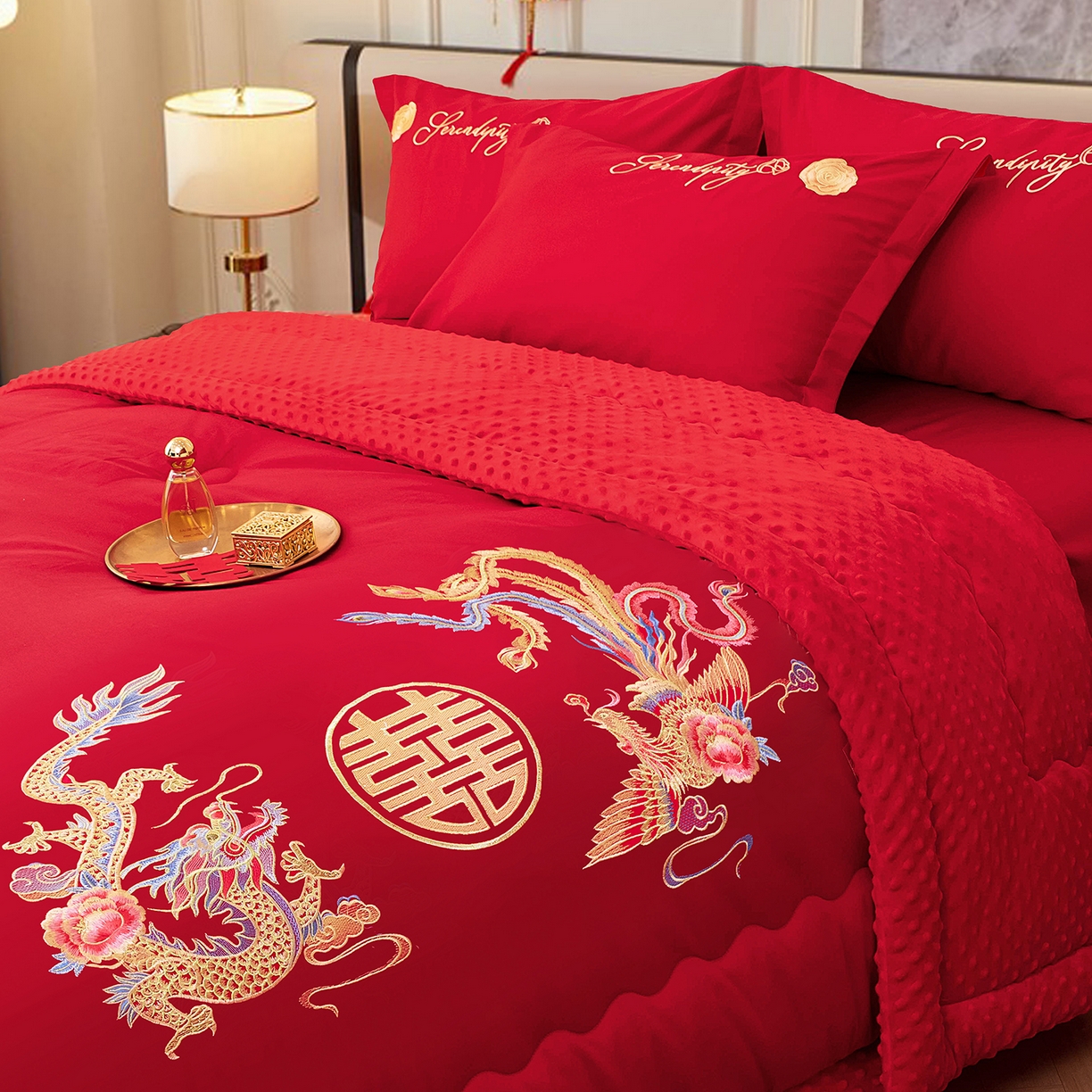 91家纺网 家纺一手货源 找家纺 （总）卓缦家纺 2025新款全棉纯棉豆豆婚庆被 被子被芯