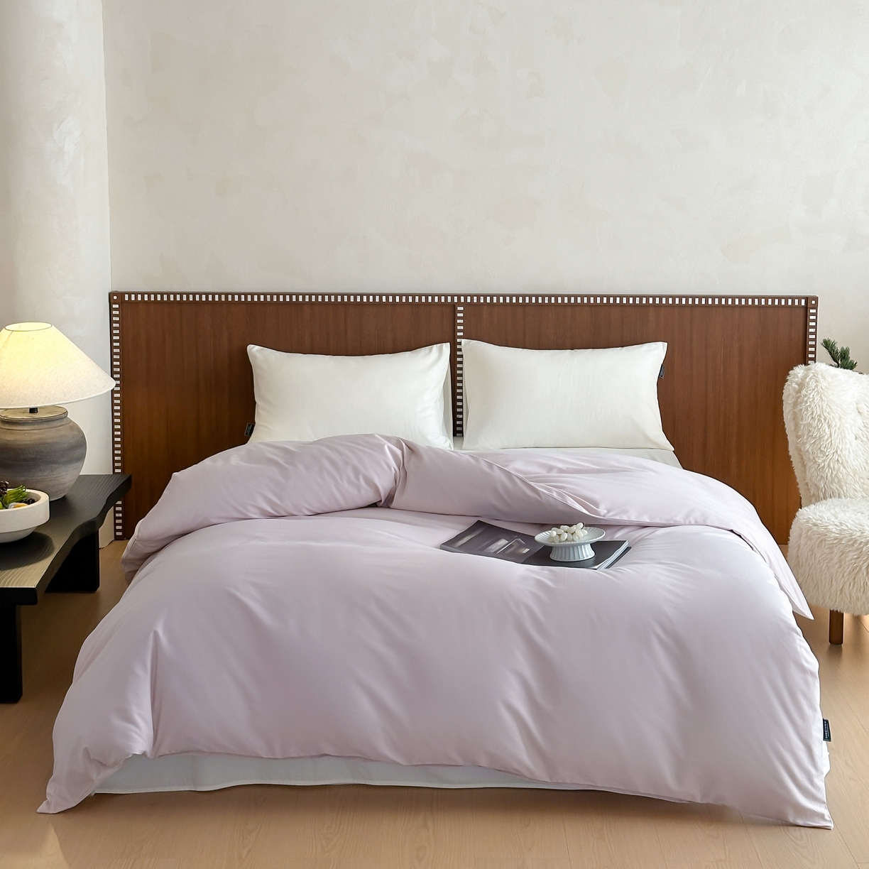 91家纺网 家纺一手货源 找家纺 三味舒屋 2025新款50支磨毛长绒棉纯棉纯色单被套被套单件-长期主义 紫灰