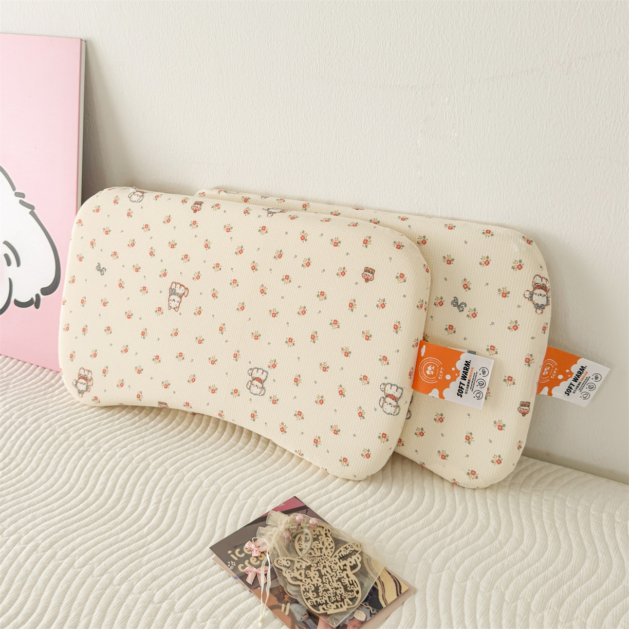 91家纺网 家纺一手货源 找家纺 （总）麦肯锡 2025新款可爱碎花婴童记忆枕  枕头枕芯