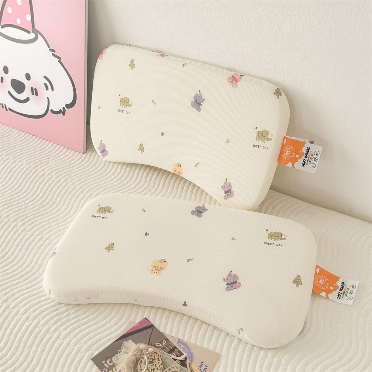 麦肯锡 2025新款可爱碎花婴童记忆枕  枕头枕芯 小象乐园/只
