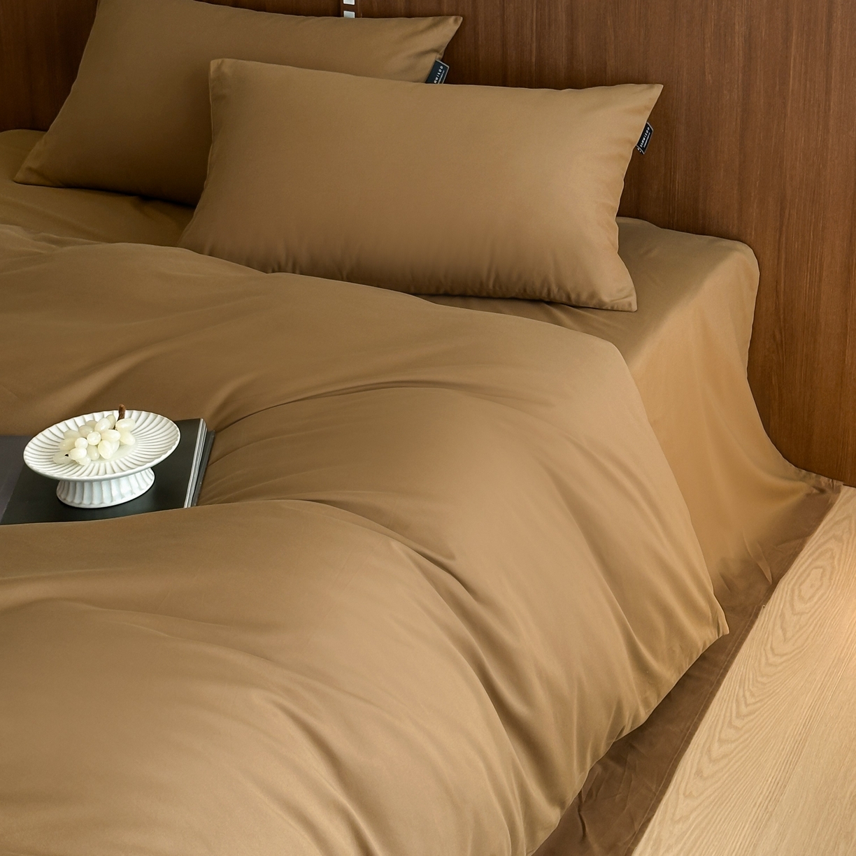 91家纺网 家纺一手货源 找家纺 三味舒屋 2025新款50支磨毛长绒棉纯棉纯色四件套-长期主义 金属咖