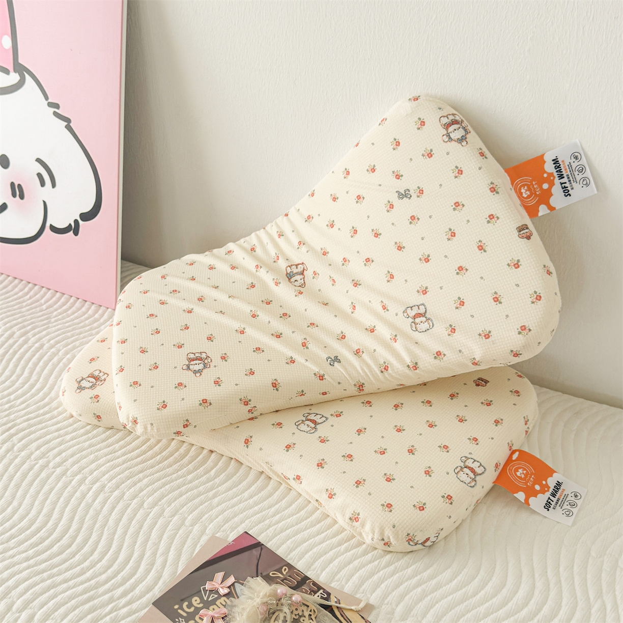 91家纺网 家纺一手货源 找家纺 麦肯锡 2025新款可爱碎花婴童记忆枕  枕头枕芯 萌犬乐园/只