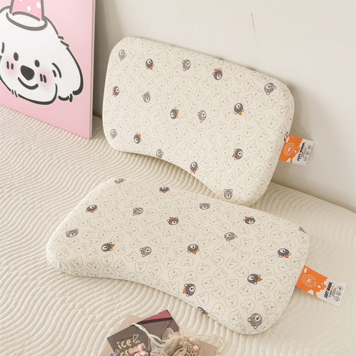 麦肯锡 2025新款可爱碎花婴童记忆枕  枕头枕芯 甜梦小熊/只