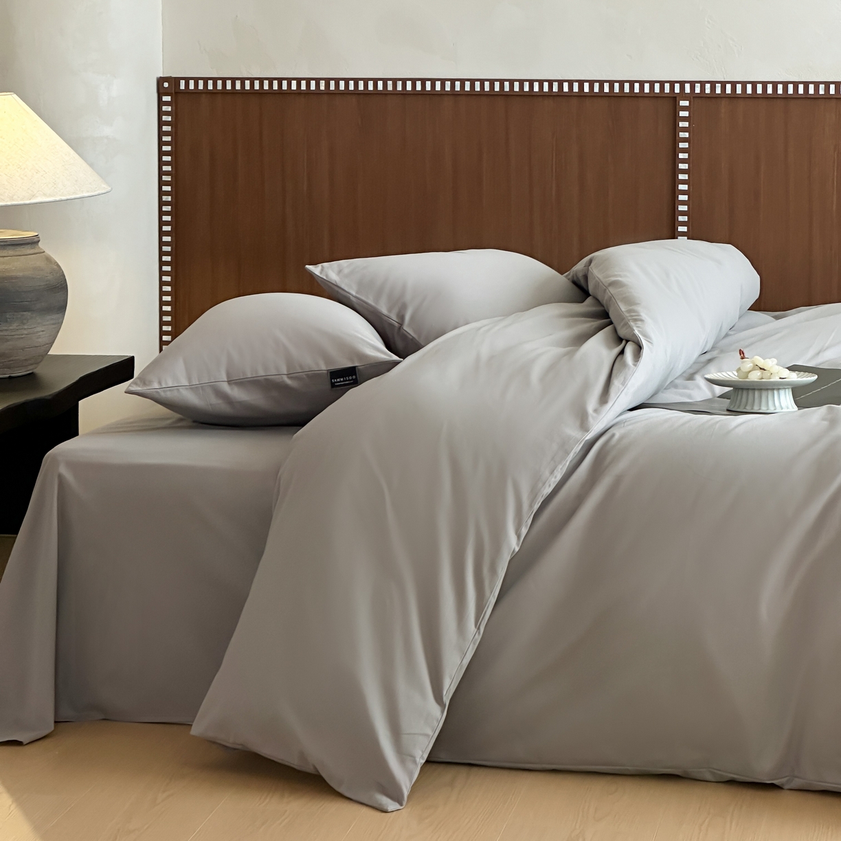 91家纺网 家纺一手货源 找家纺 三味舒屋 2025新款50支磨毛长绒棉纯棉纯色四件套-长期主义 拉丝灰