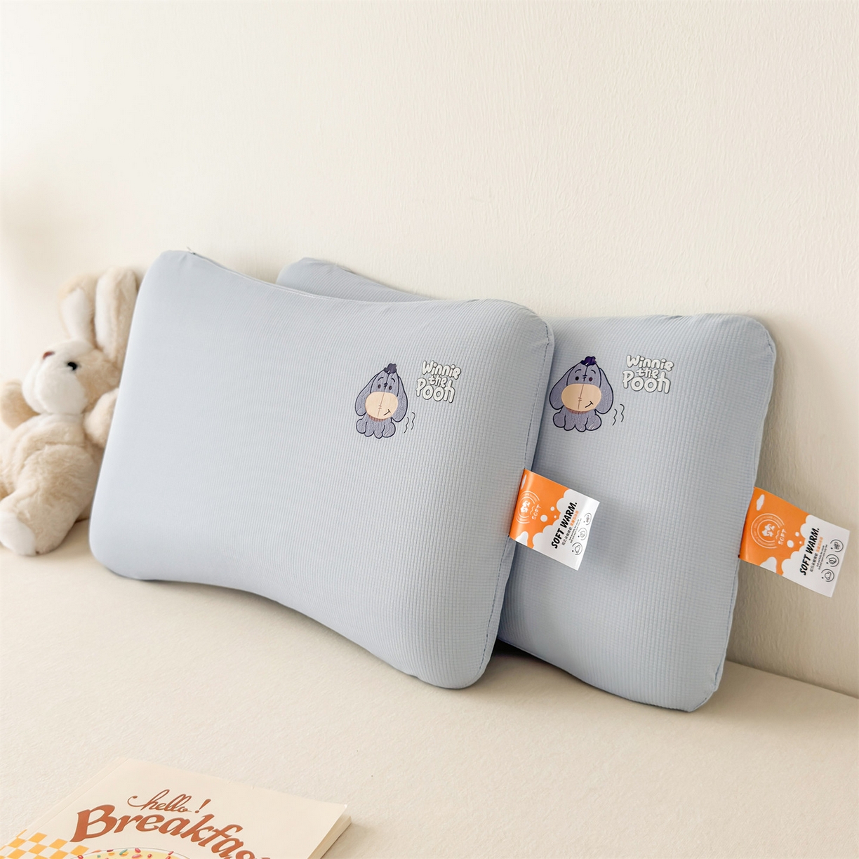 91家纺网 家纺一手货源 找家纺 麦肯锡 2025新款格纹烫画亲肤儿童记忆枕  枕头枕芯 蓝色/只