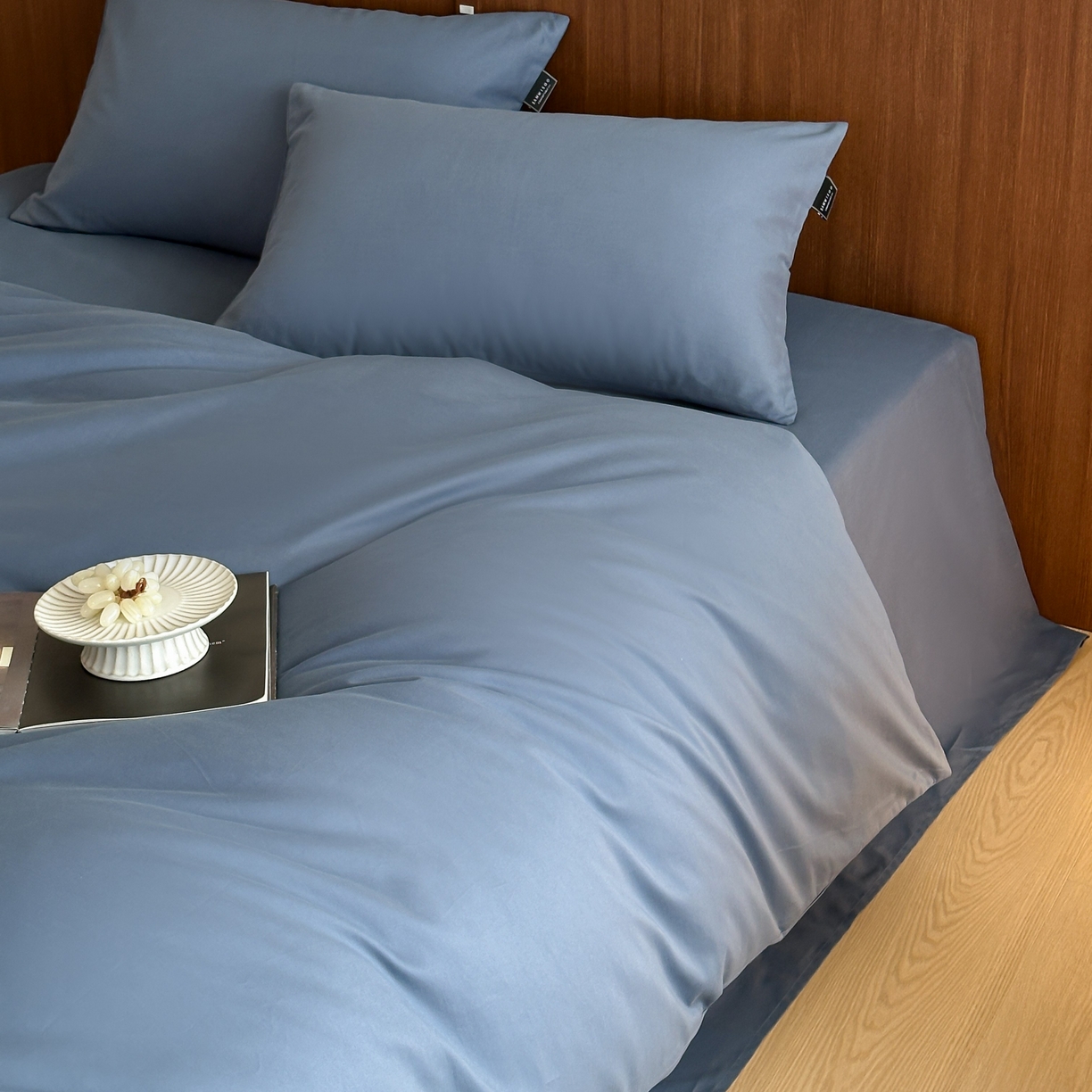 91家纺网 家纺一手货源 找家纺 三味舒屋 2025新款50支磨毛长绒棉纯棉纯色四件套-长期主义 南非蓝