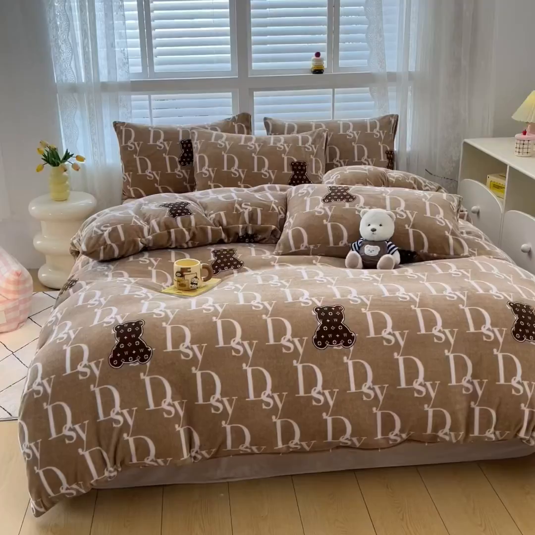 91家纺网 家纺一手货源 找家纺 （总）蓝梦 2025新款加厚保暖牛奶绒印花四件套