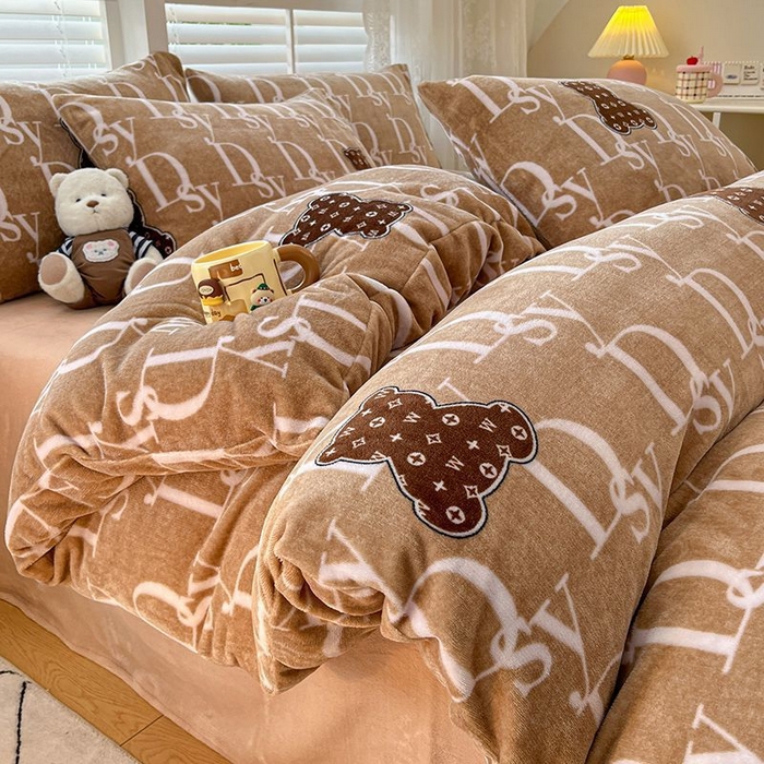 （总）蓝梦 2025新款加厚保暖牛奶绒印花四件套