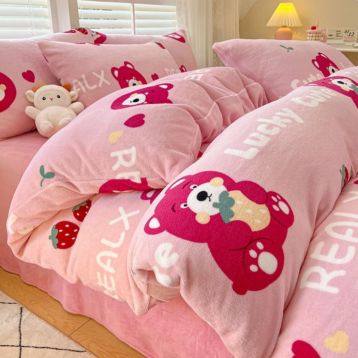 91家纺网 家纺一手货源 找家纺 （总）蓝梦 2025新款加厚保暖牛奶绒印花四件套