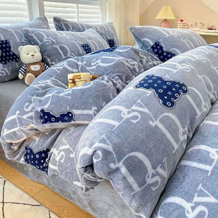 91家纺网 家纺一手货源 找家纺 （总）蓝梦 2025新款加厚保暖牛奶绒印花四件套