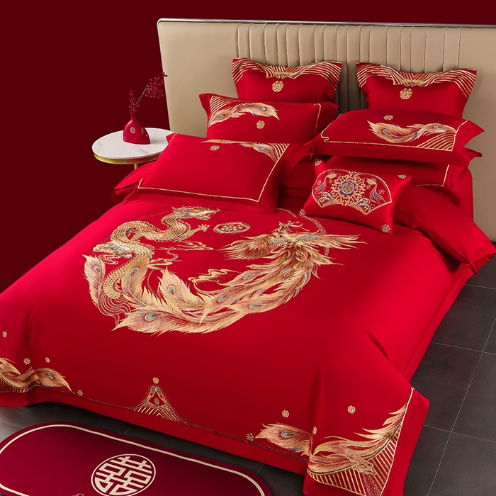 91家纺网 家纺一手货源 找家纺 （总）董成龙家纺 2025新款全棉中式精美绣花工艺婚庆系列四件套多件套