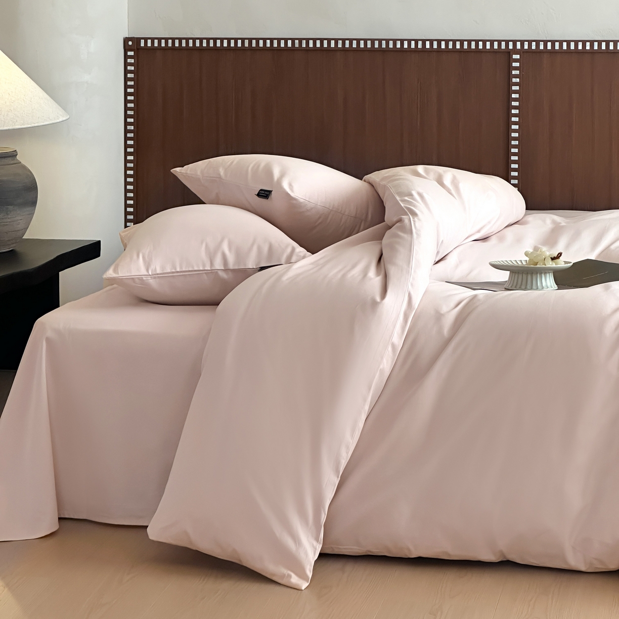 91家纺网 家纺一手货源 找家纺 三味舒屋 2025新款50支磨毛长绒棉纯棉纯色四件套-长期主义 浅淡粉