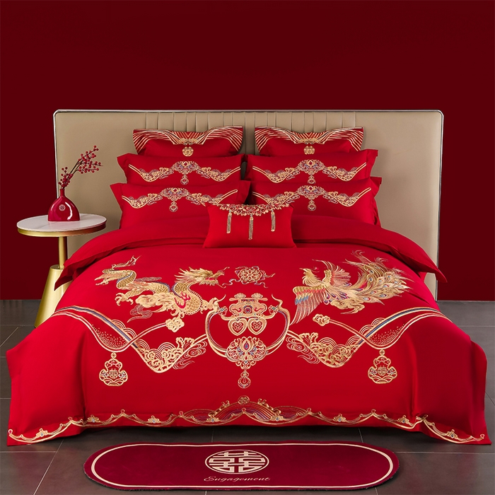 91家纺网 家纺一手货源 找家纺 （总）董成龙家纺 2025新款全棉中式精美绣花工艺婚庆系列四件套多件套