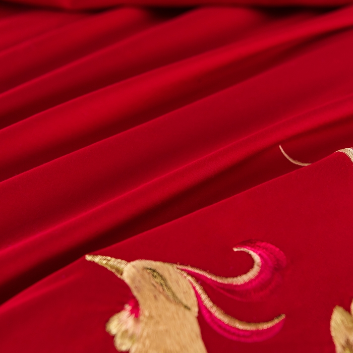 91家纺网 家纺一手货源 找家纺 董成龙家纺 2025新款全棉中式精美绣花工艺婚庆系列四件套多件套 龙凤呈祥