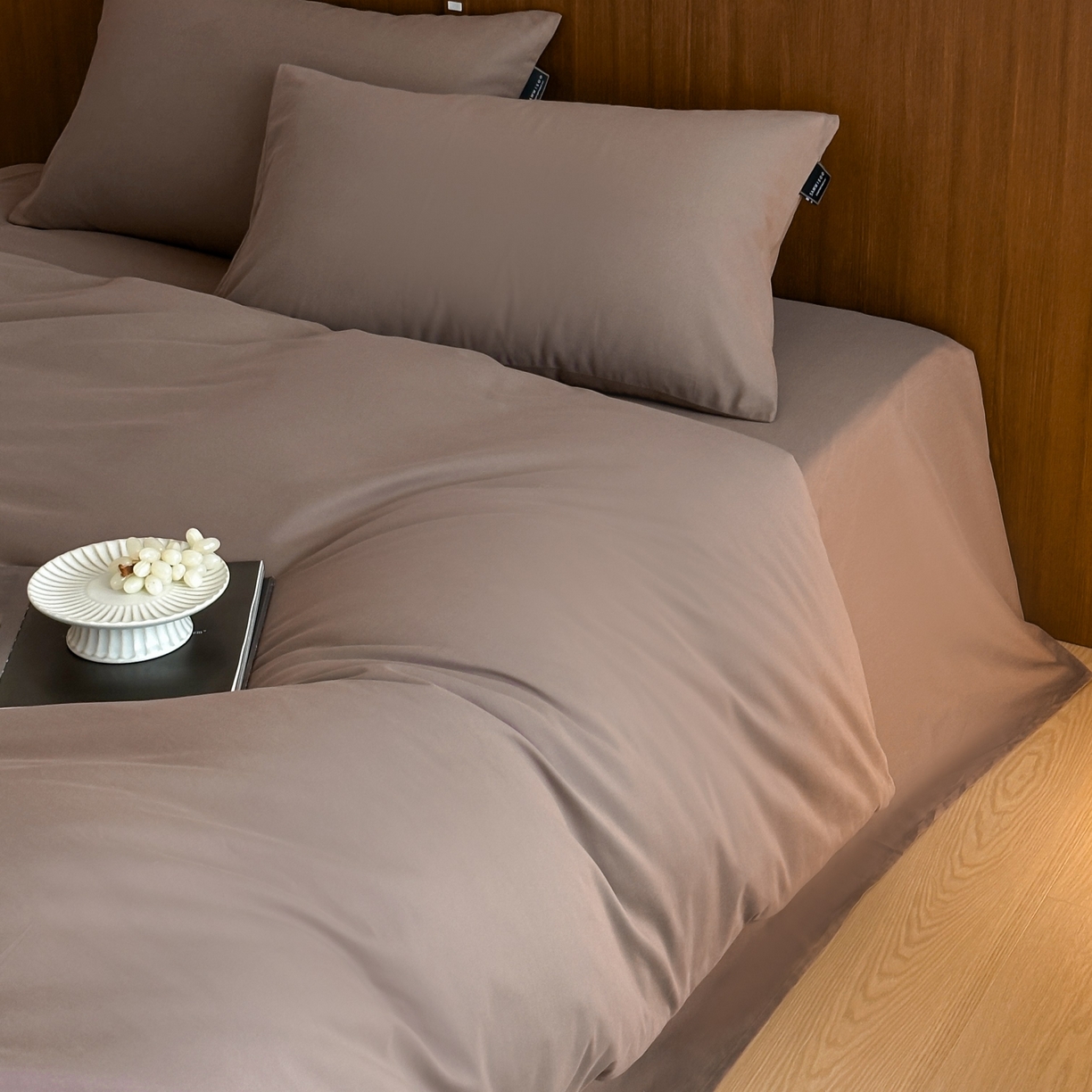 91家纺网 家纺一手货源 找家纺 三味舒屋 2025新款50支磨毛长绒棉纯棉纯色四件套-长期主义 巧克力