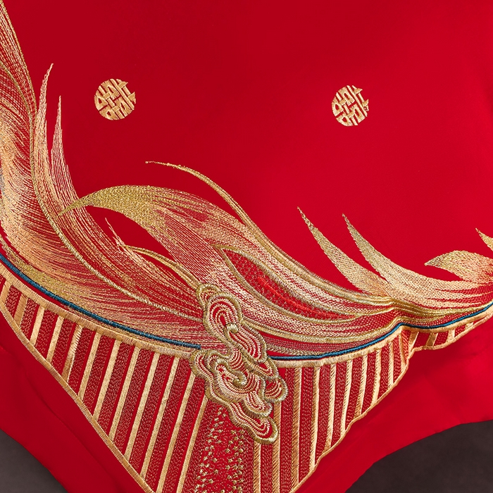 91家纺网 家纺一手货源 找家纺 董成龙家纺 2025新款全棉中式精美绣花工艺婚庆系列四件套多件套 龙凤呈祥