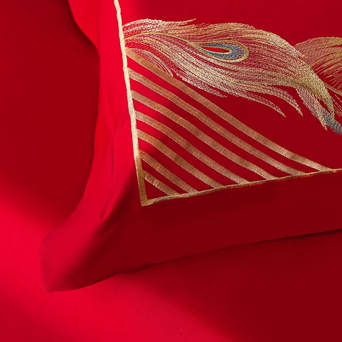 91家纺网 家纺一手货源 找家纺 董成龙家纺 2025新款全棉中式精美绣花工艺婚庆系列四件套多件套 龙凤呈祥