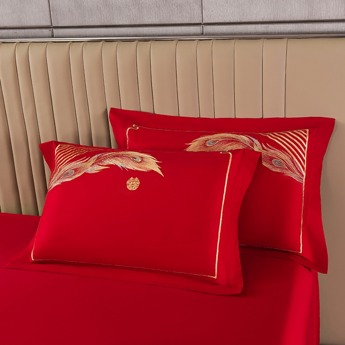 91家纺网 家纺一手货源 找家纺 董成龙家纺 2025新款全棉中式精美绣花工艺婚庆系列四件套多件套 龙凤呈祥