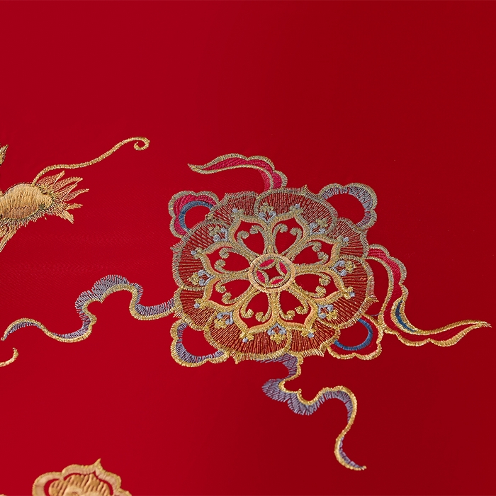 91家纺网 家纺一手货源 找家纺 董成龙家纺 2025新款全棉中式精美绣花工艺婚庆系列四件套多件套 喜结良缘