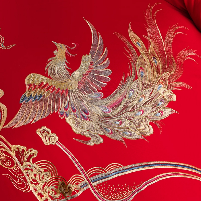 91家纺网 家纺一手货源 找家纺 董成龙家纺 2025新款全棉中式精美绣花工艺婚庆系列四件套多件套 喜结良缘