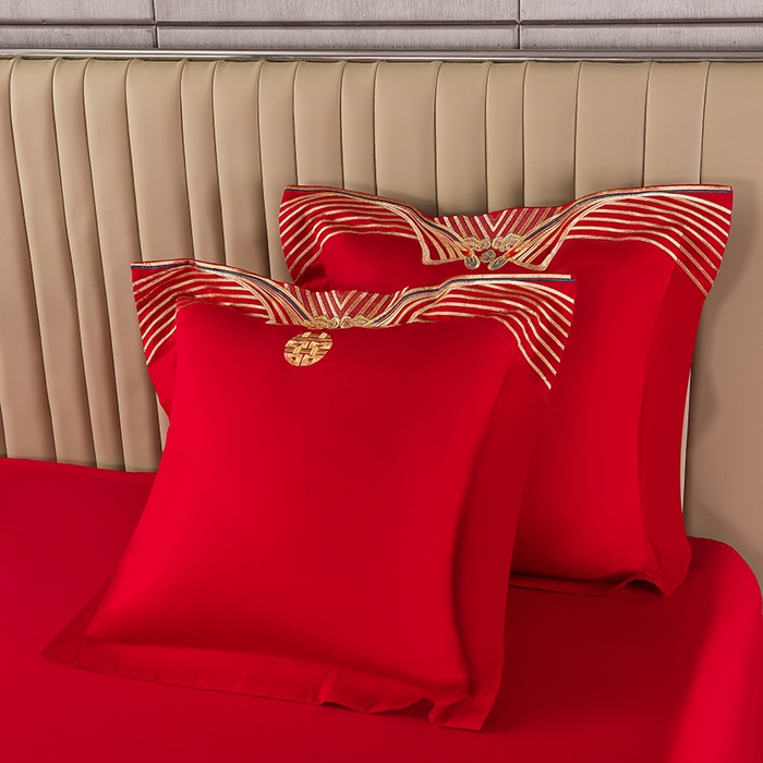 91家纺网 家纺一手货源 找家纺 董成龙家纺 2025新款全棉中式精美绣花工艺婚庆系列四件套多件套 喜结良缘