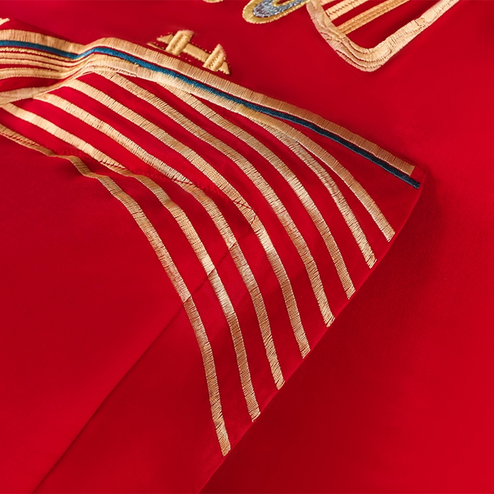 91家纺网 家纺一手货源 找家纺 董成龙家纺 2025新款全棉中式精美绣花工艺婚庆系列四件套多件套 喜结良缘