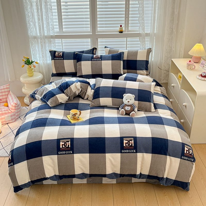 91家纺网 家纺一手货源 找家纺 蓝梦 2025新款加厚保暖牛奶绒印花四件套 时尚新都