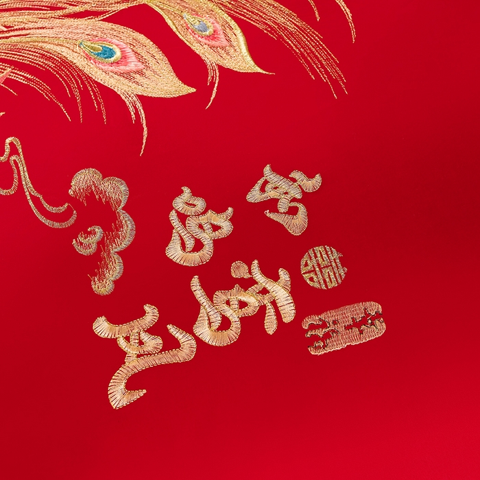 91家纺网 家纺一手货源 找家纺 董成龙家纺 2025新款全棉中式精美绣花工艺婚庆系列四件套多件套 龙凤报喜