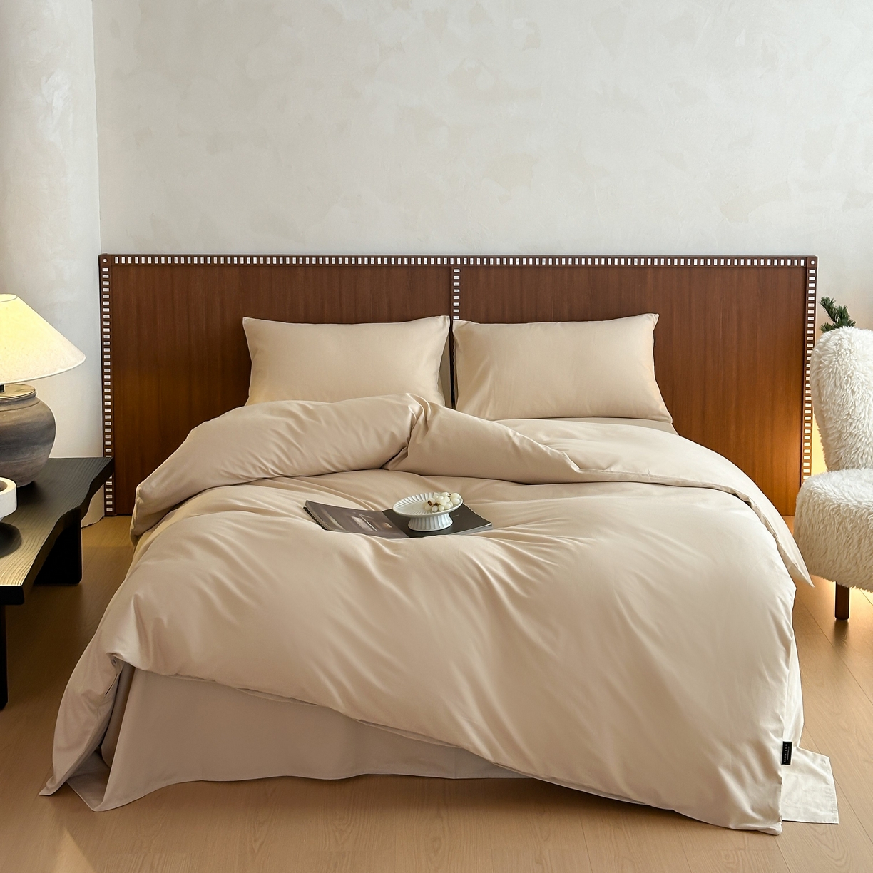 91家纺网 家纺一手货源 找家纺 三味舒屋 2025新款50支磨毛长绒棉纯棉纯色四件套-长期主义 曲奇