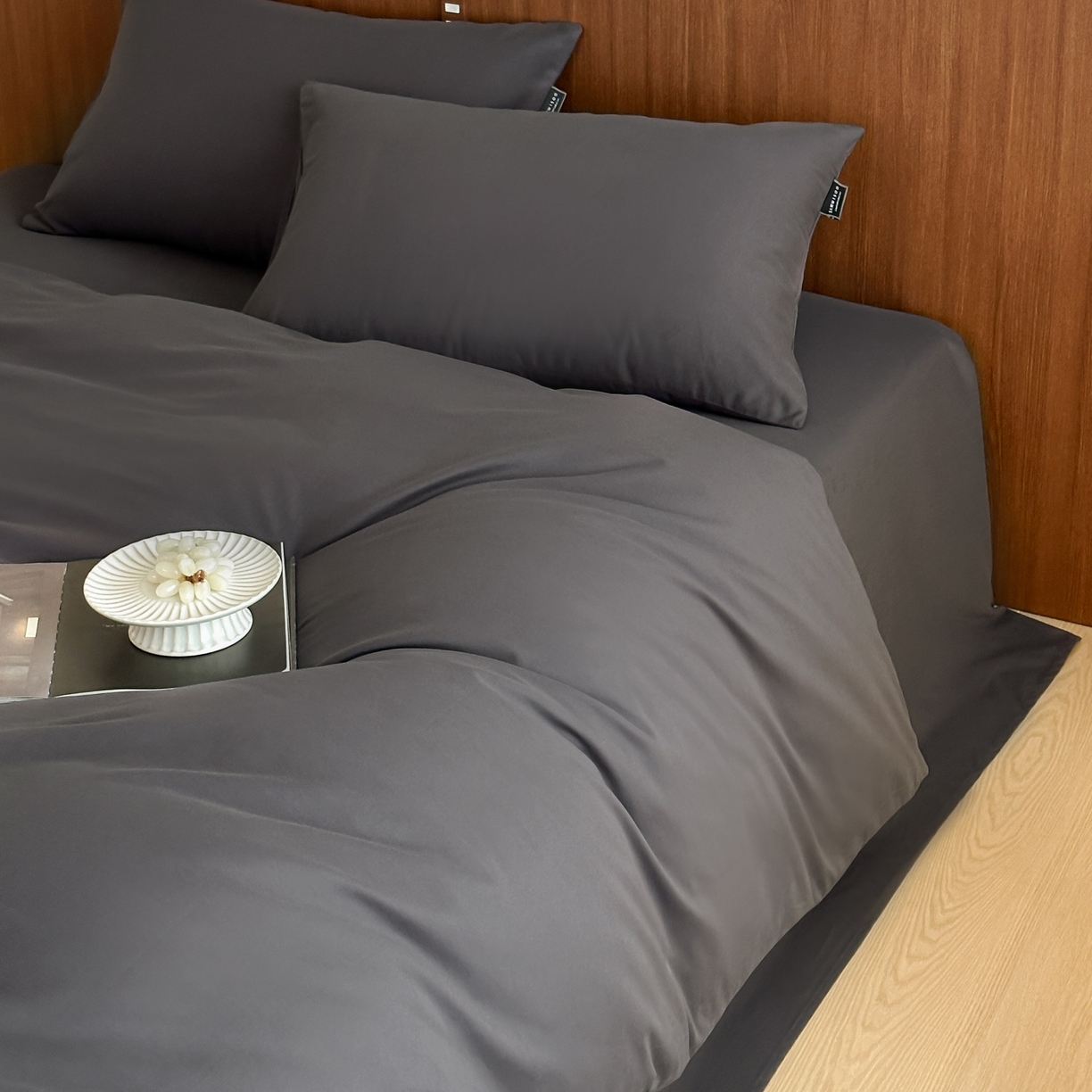 91家纺网 家纺一手货源 找家纺 三味舒屋 2025新款50支磨毛长绒棉纯棉纯色四件套-长期主义 深灰