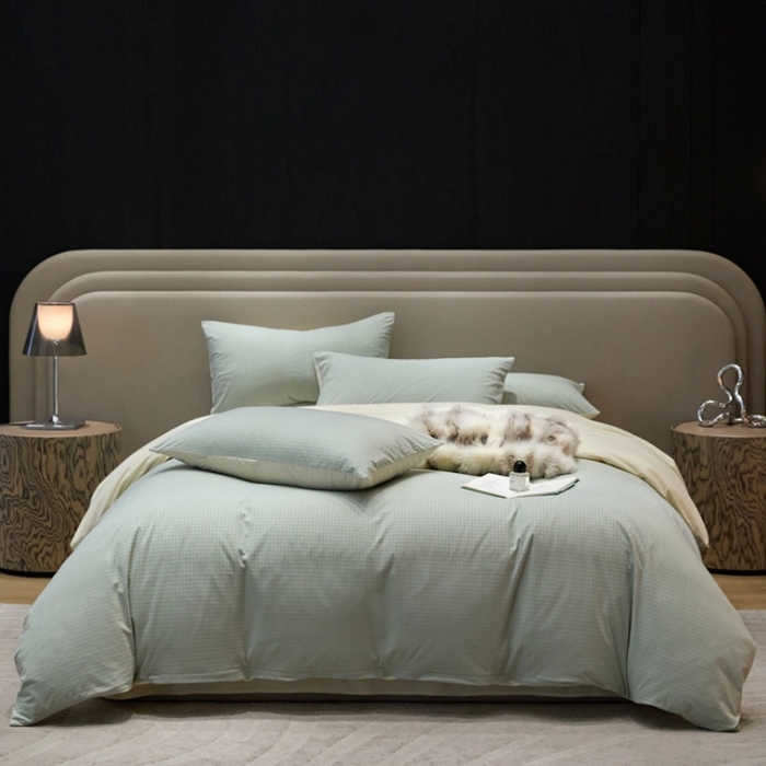 91家纺网 家纺一手货源 找家纺 金奇达家纺 2025新款【简色生活】热压纹-羽零™空气拉绒四件套（会员减20元）标准号全网控价（折后券后）不低于159元 简色生活-绿茶