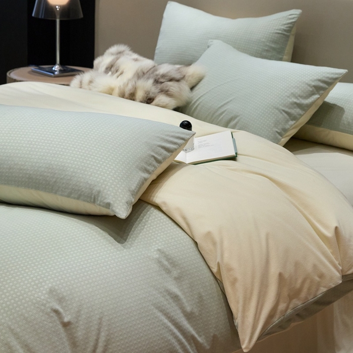 91家纺网 家纺一手货源 找家纺 金奇达家纺 2025新款【简色生活】热压纹-羽零™空气拉绒四件套（会员减20元）标准号全网控价（折后券后）不低于159元 简色生活-绿茶