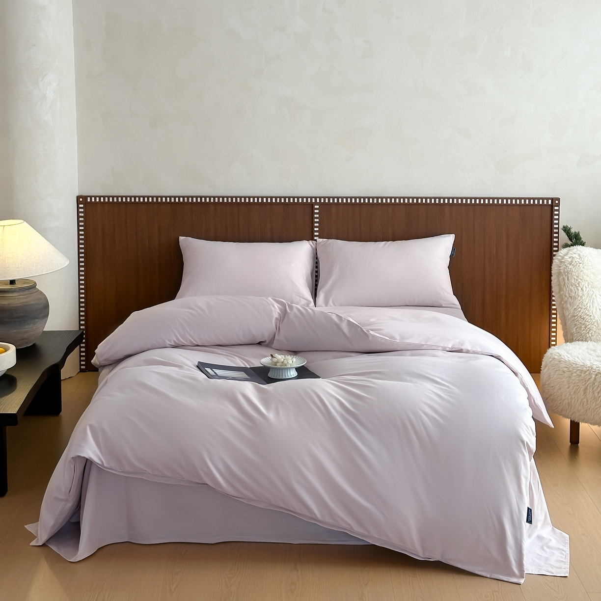 91家纺网 家纺一手货源 找家纺 三味舒屋 2025新款50支磨毛长绒棉纯棉纯色四件套-长期主义 紫灰