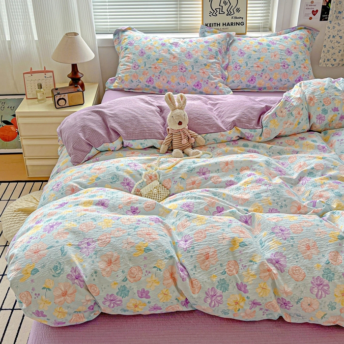 91家纺网 家纺一手货源 找家纺 (总) 一比一 2025新款古法水洗棉小布袋高克重云柔棉四件套