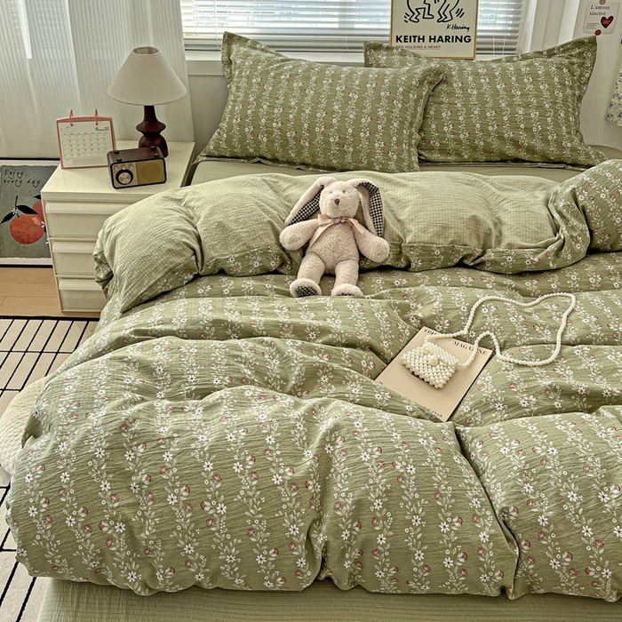 91家纺网 家纺一手货源 找家纺 (总) 一比一 2025新款古法水洗棉小布袋高克重云柔棉四件套