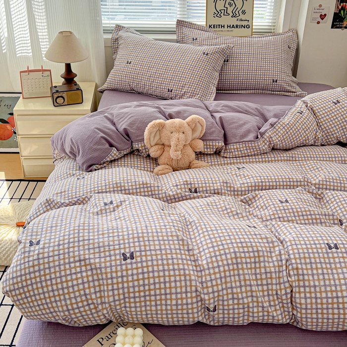 91家纺网 家纺一手货源 找家纺 (总) 一比一 2025新款古法水洗棉小布袋高克重云柔棉四件套