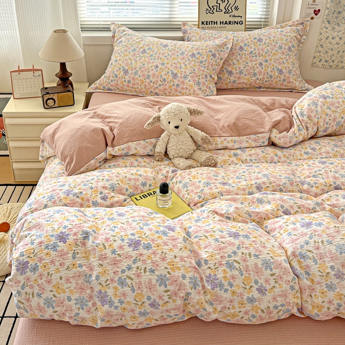 91家纺网 家纺一手货源 找家纺 (总) 一比一 2025新款古法水洗棉小布袋高克重云柔棉四件套