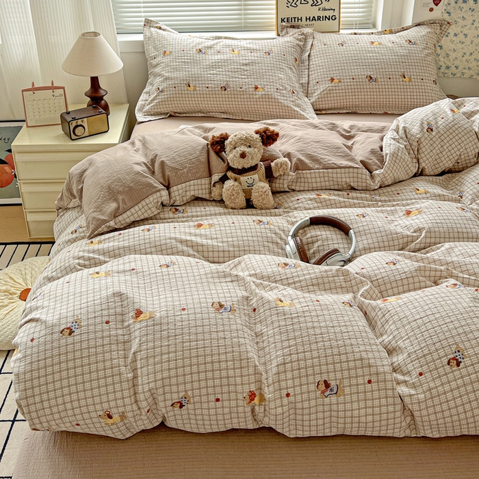 91家纺网 家纺一手货源 找家纺 (总) 一比一 2025新款古法水洗棉小布袋高克重云柔棉四件套