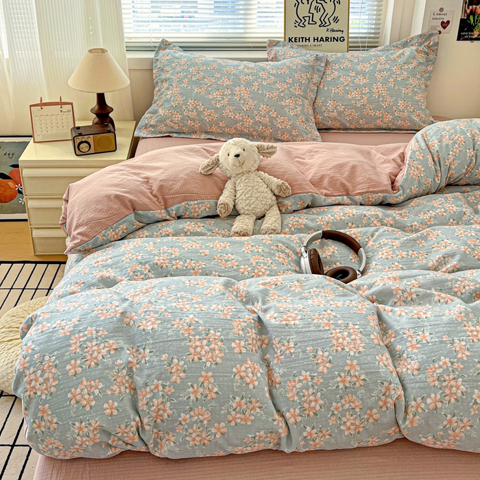 91家纺网 家纺一手货源 找家纺 (总) 一比一 2025新款古法水洗棉小布袋高克重云柔棉四件套