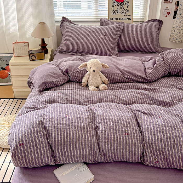 91家纺网 家纺一手货源 找家纺 (总) 一比一 2025新款古法水洗棉小布袋高克重云柔棉四件套