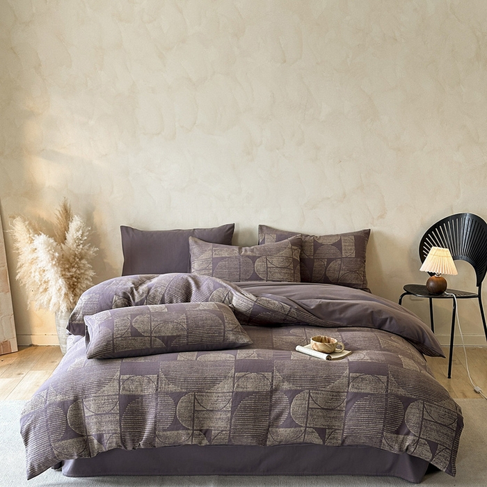 91家纺网 家纺一手货源 找家纺 （总）蓝邻家纺 2025年新款全棉色织提花磨毛四件套