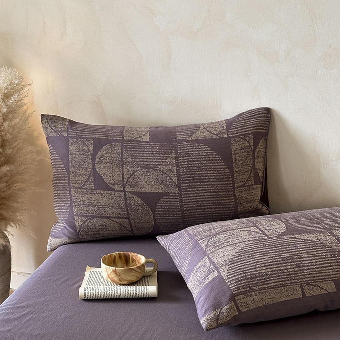 91家纺网 家纺一手货源 找家纺 蓝邻家纺 2025年新款全棉色织提花磨毛四件套 梵沐-烟紫米