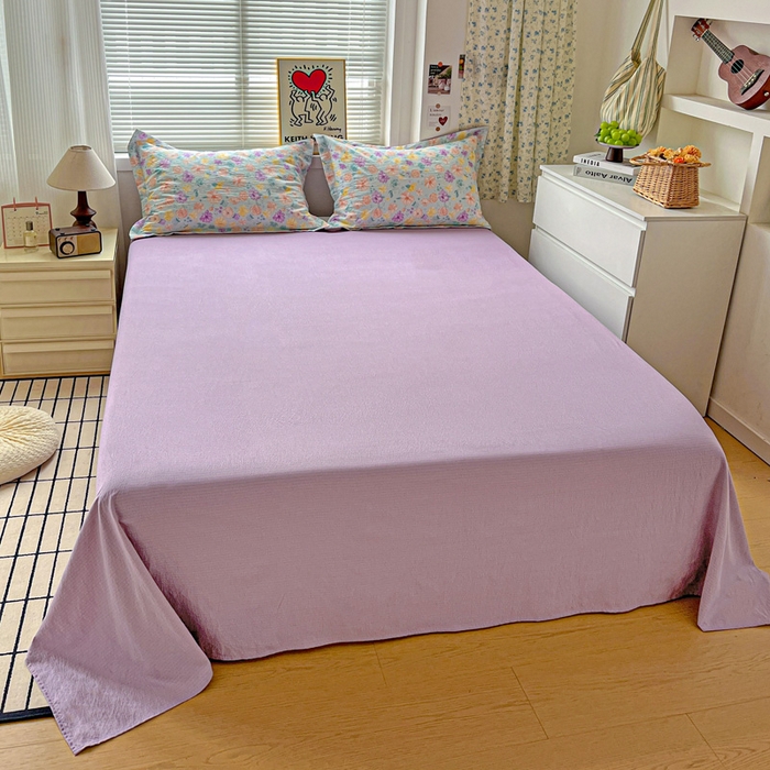 91家纺网 家纺一手货源 找家纺 一比一 2025新款古法水洗棉小布袋高克重云柔棉四件套 艾薇