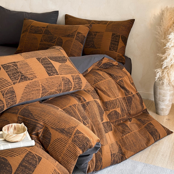 91家纺网 家纺一手货源 找家纺 蓝邻家纺 2025年新款全棉色织提花磨毛四件套 梵沐-焦糖黑